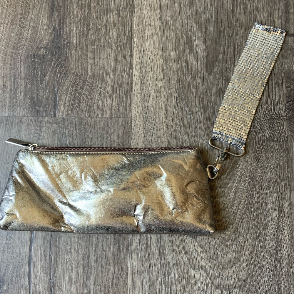 Soft metallic gold clutch